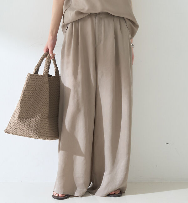 Rouge vif「【セットアップ対応】キュプラフィブリル ワイドパンツ」|その他|グレージュ