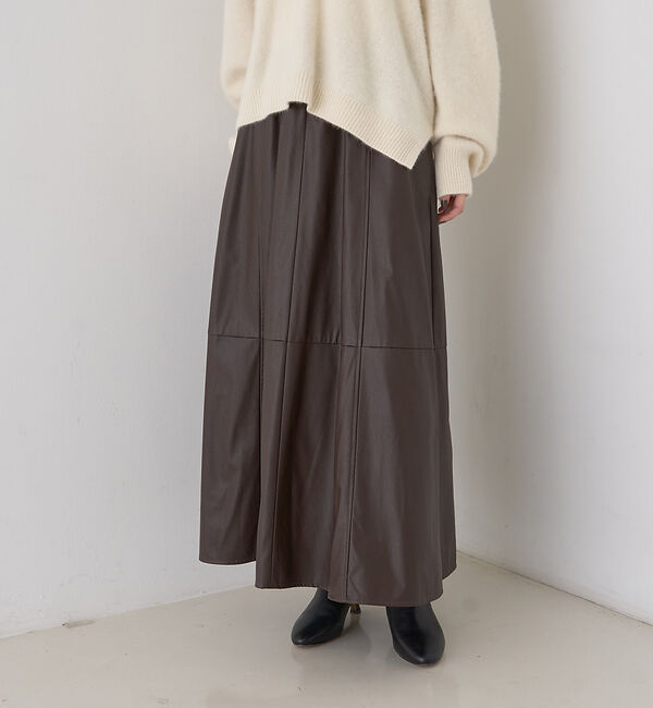 Rouge vif「フェイクレザーフレアスカート」|スカート|