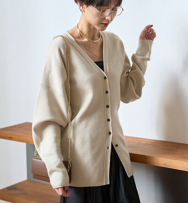 Rouge vif「変形オーバールーズニットカーディガン」|カーディガン|ベージュ