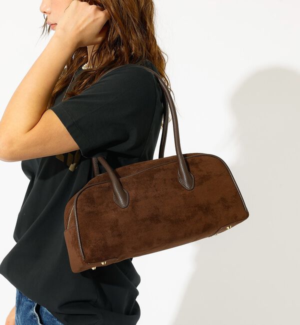 Rouge vif「【VELETTO/ヴェレット】スエードボストンバッグ/バッグ/ブラウン/合成皮革」|ボストンバッグ|