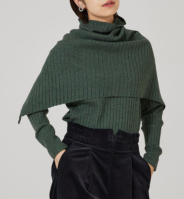 qualite「【23AW】アシメスヌードリブニット」|ニット・セーター|