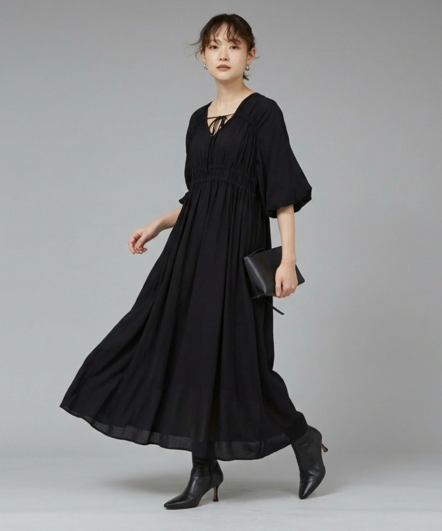 qualite「ウェストギャザーワンピース」|ワンピース|