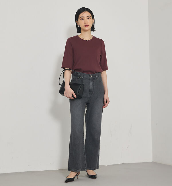 qualite「【e&times;qualite】フレアークロップドデニム」|デニム|