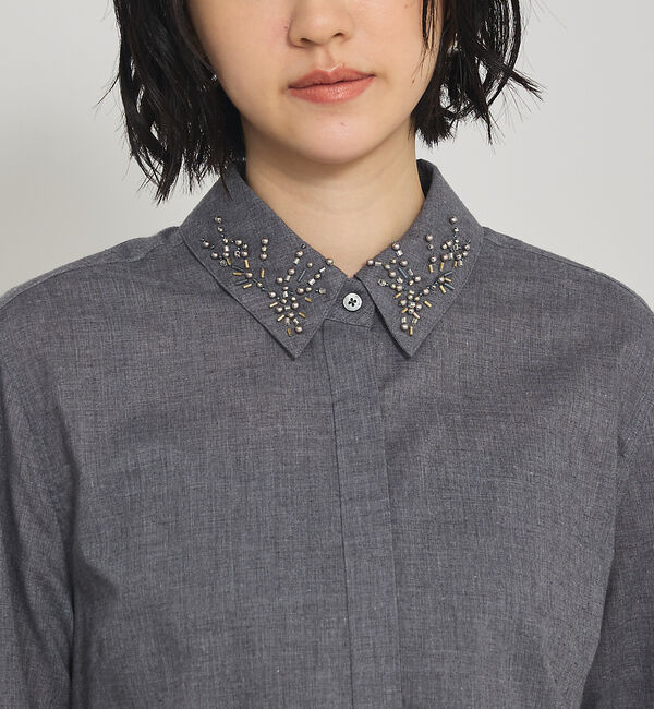 qualite「【襟取り外し可能】ビーディングカラーシャツ」|シャツ・ブラウス|