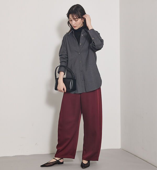 qualite「【気品あるツヤ感】ジョーゼットサテンワイドパンツ」|その他|