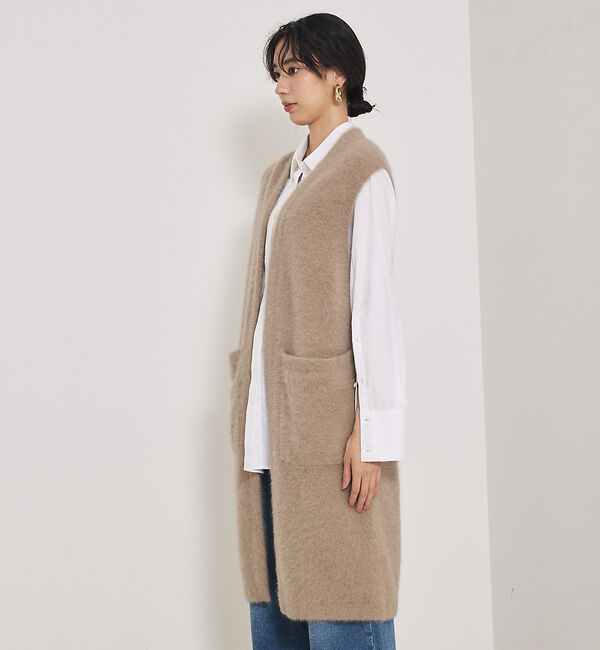 qualite「【大人気ジレが今季verに！】フォックスカシミアロングジレ」|ニット・セーター|