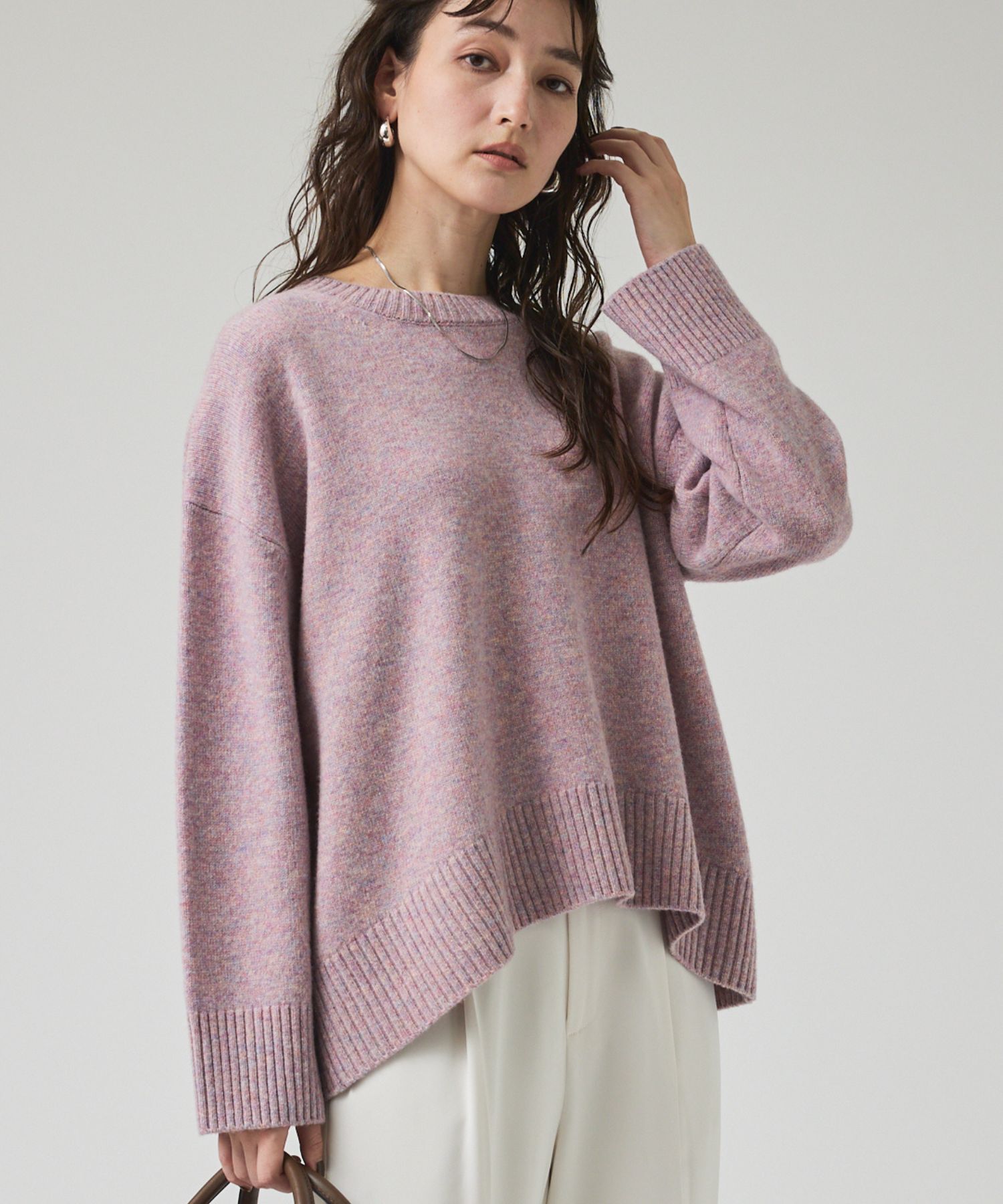 qualite「カラーミックスクルーネックニット」|ニット・セーター|