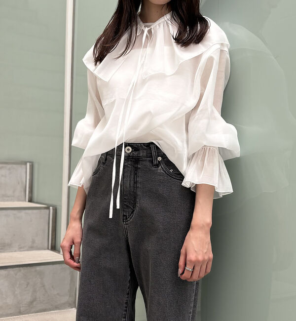 abahouse mavie「マルチフリルブラウス【ティペット付】」|シャツ・ブラウス|