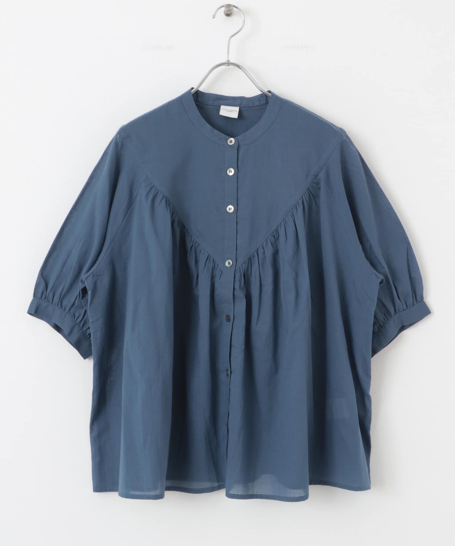 URBAN RESEARCH DOORS「コットンボイルV切替ギャザーブラウス」|シャツ・ブラウス|