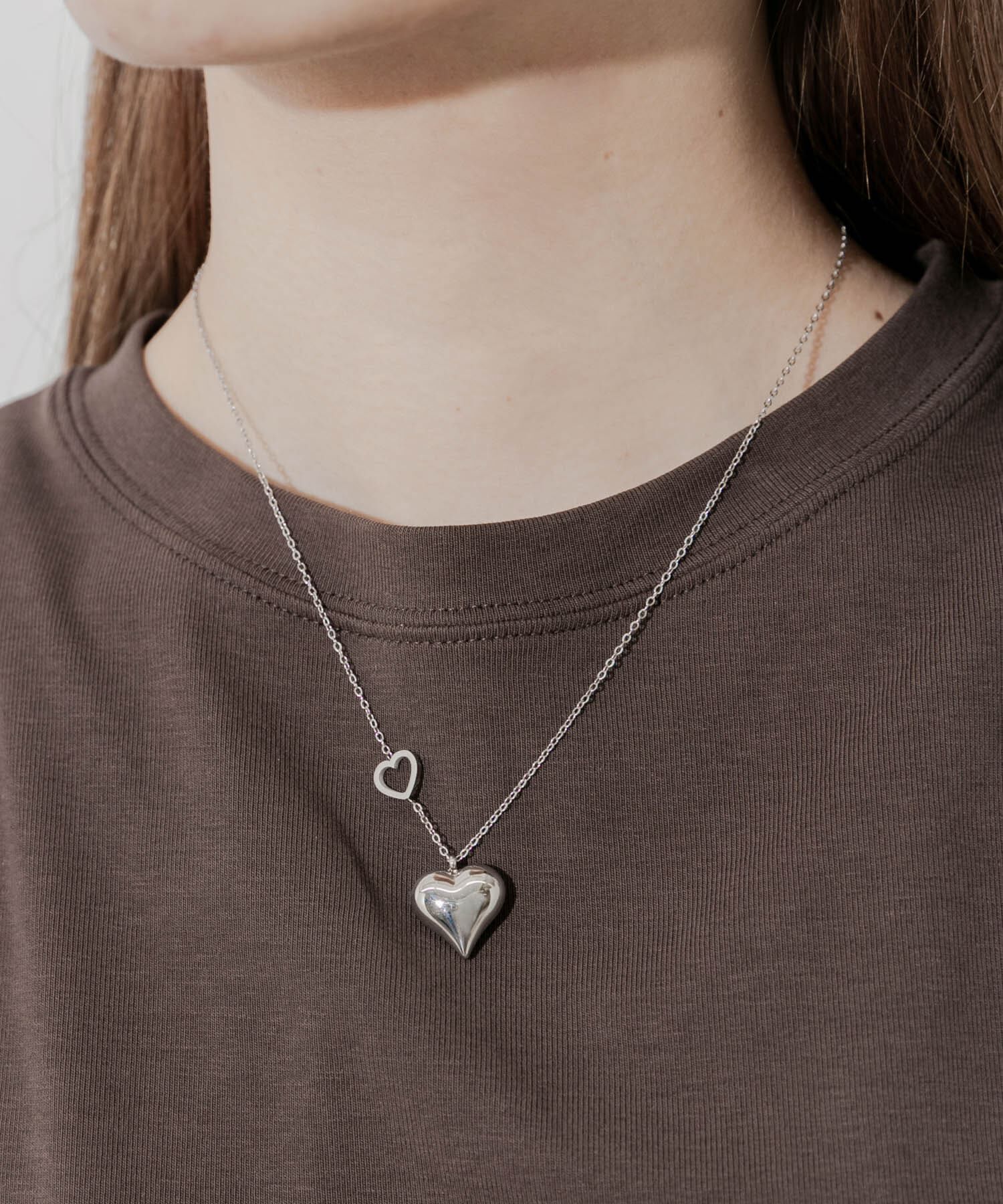 SMELLY「ステンレスプックリメタルハートネックレス」|ネックレス|