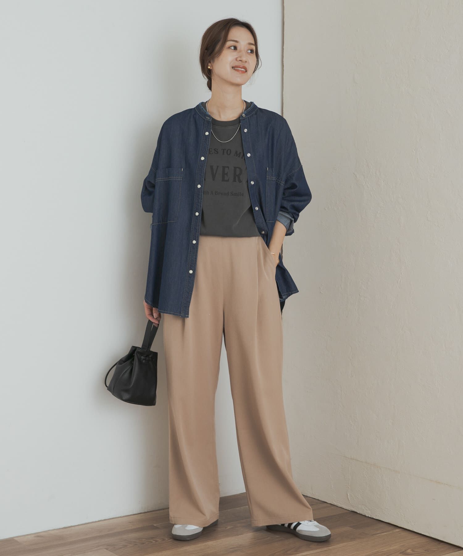 URBAN RESEARCH DOORS「デニムバンドカラーシャツ」|シャツ・ブラウス|