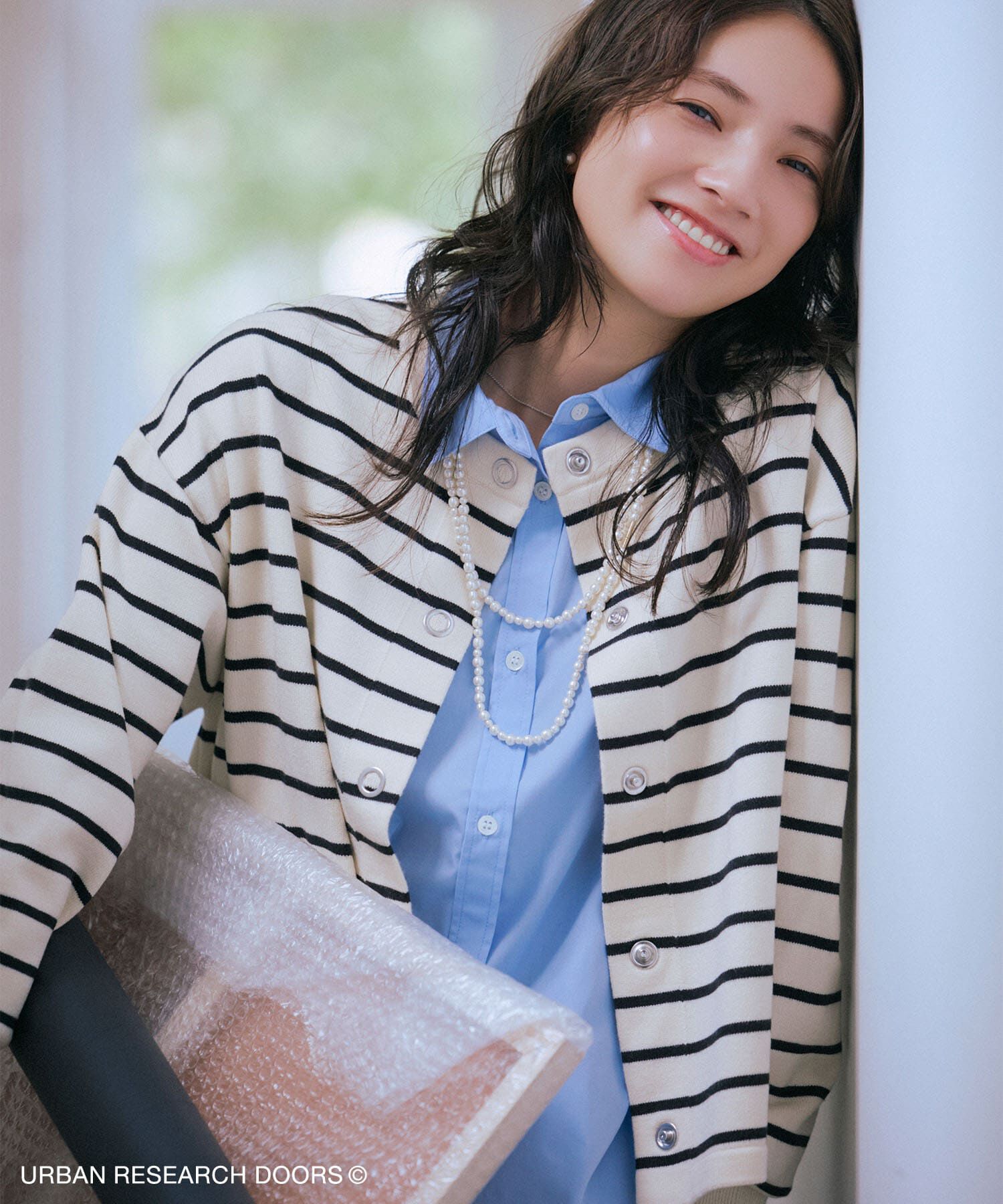 URBAN RESEARCH DOORS「『仁村紗和さん着用』『UR TECH 200日ニット』リングドットカーディガン」|カーディガン|ホワイト系その他