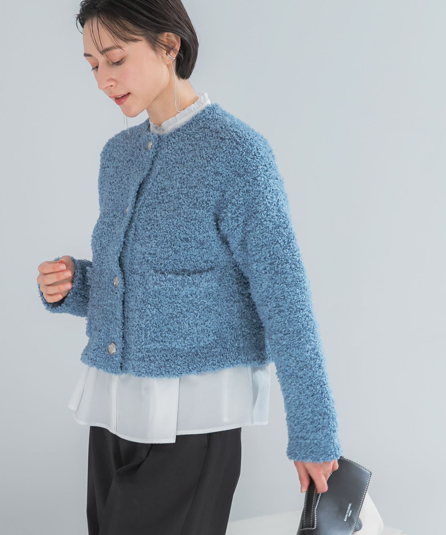 URBAN RESEARCH ROSSO「ニットツイードショートカーディガン」|カーディガン|