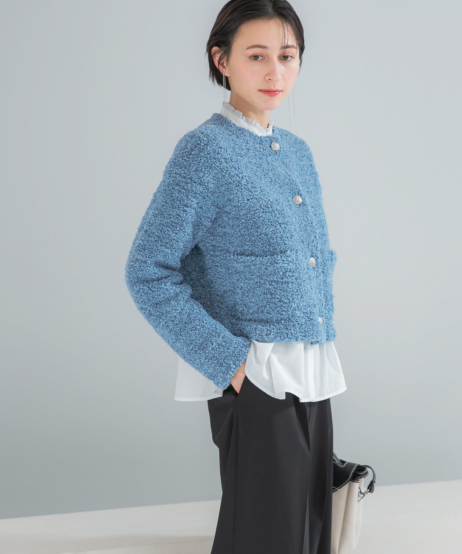 URBAN RESEARCH ROSSO「ニットツイードショートカーディガン」|カーディガン|