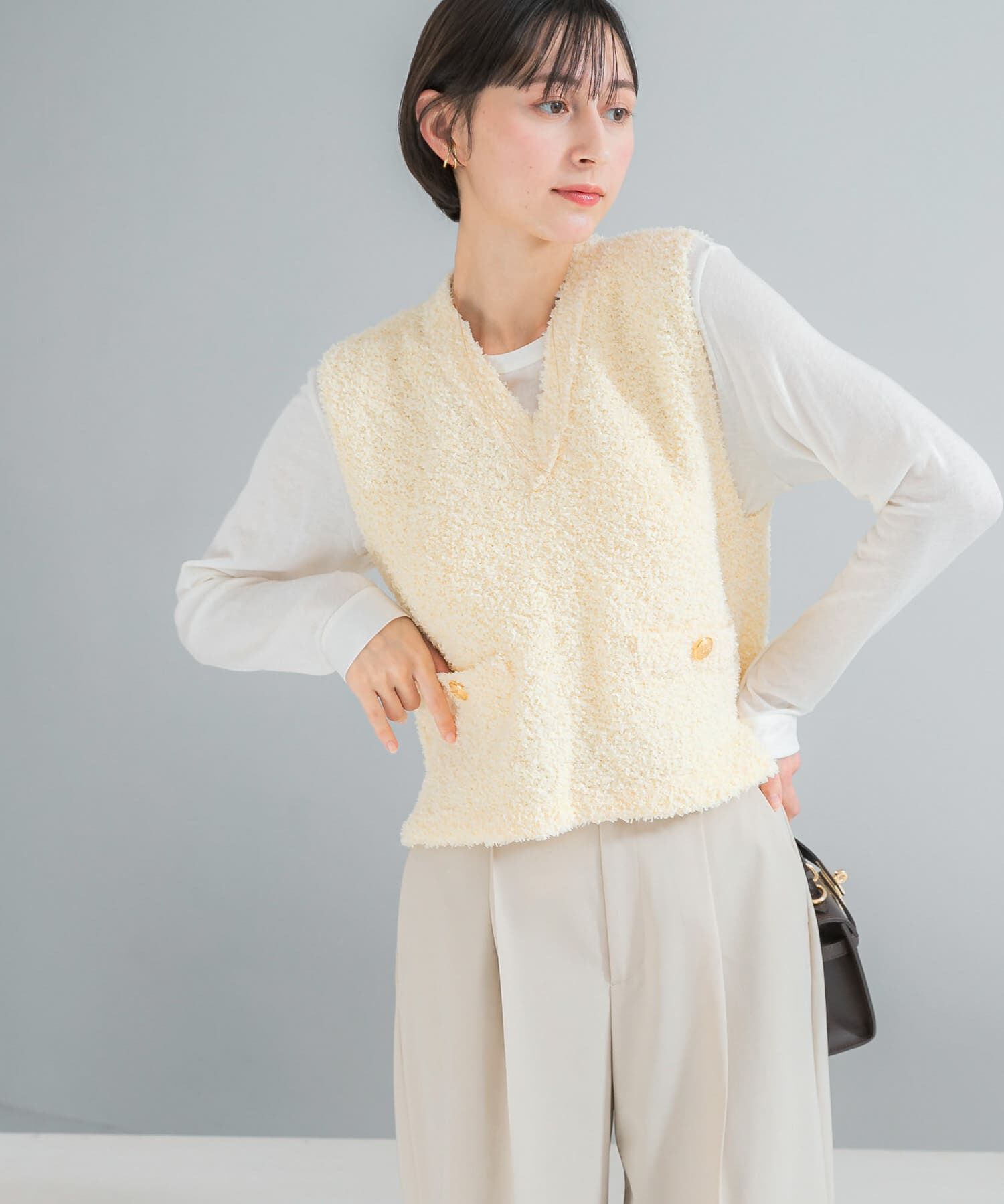 URBAN RESEARCH ROSSO「ニットツイードVネックベスト」|ベスト・ジレ|