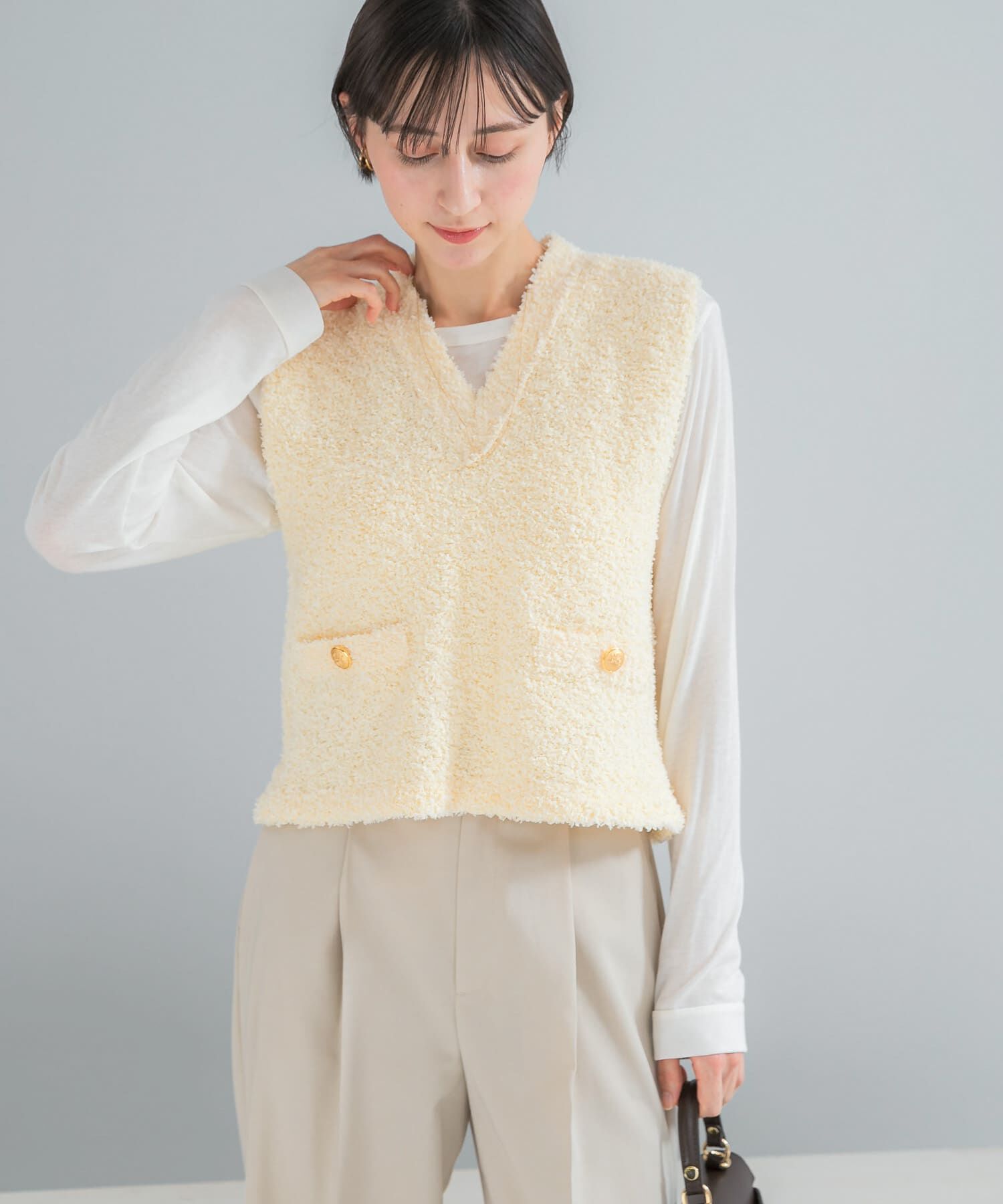 URBAN RESEARCH ROSSO「ニットツイードVネックベスト」|ベスト・ジレ|