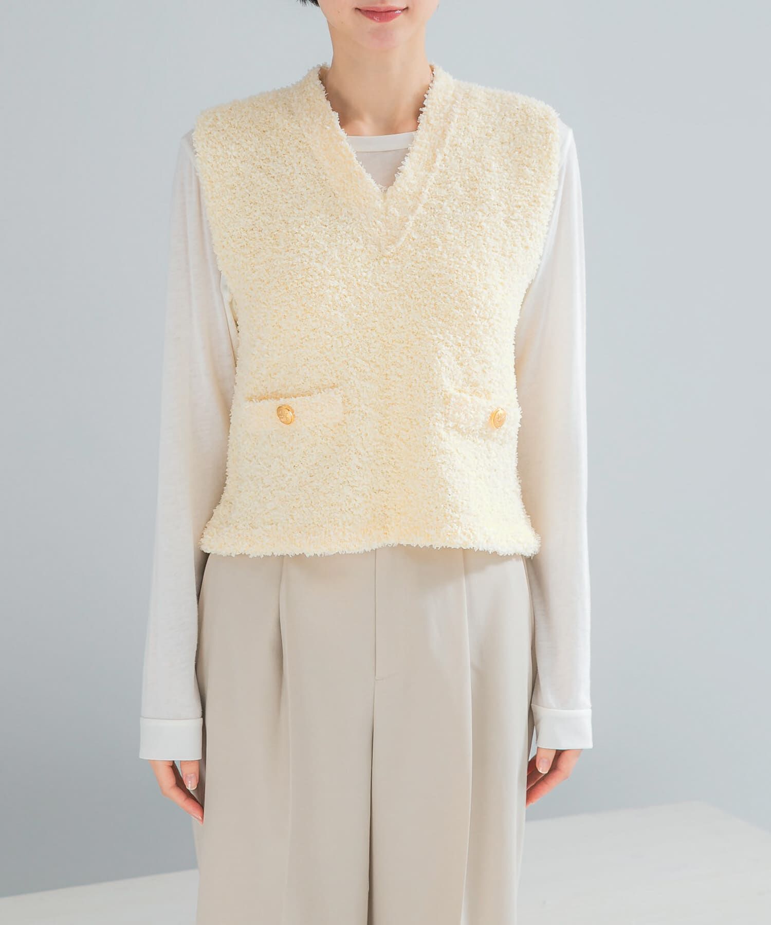 URBAN RESEARCH ROSSO「ニットツイードVネックベスト」|ベスト・ジレ|