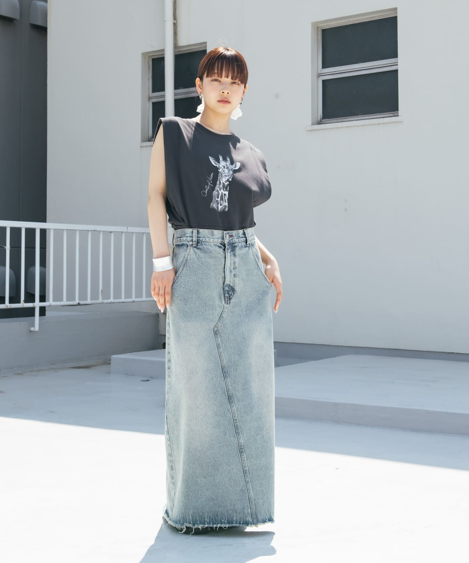  「ノースリーブプリントカットソー」|Tシャツ・カットソー|