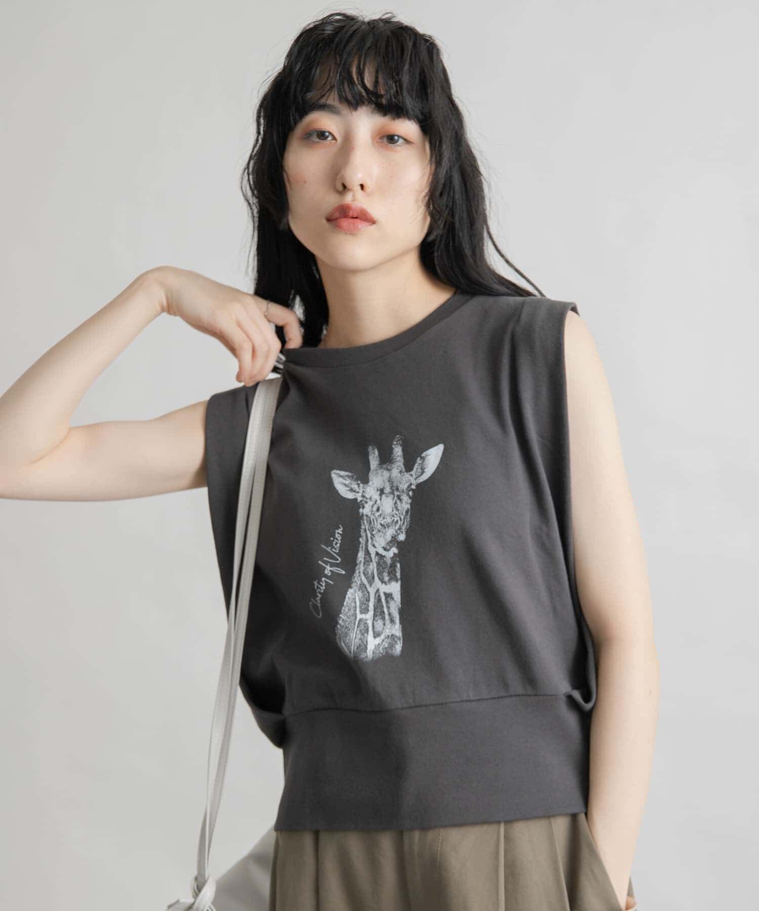  「ノースリーブプリントカットソー」|Tシャツ・カットソー|