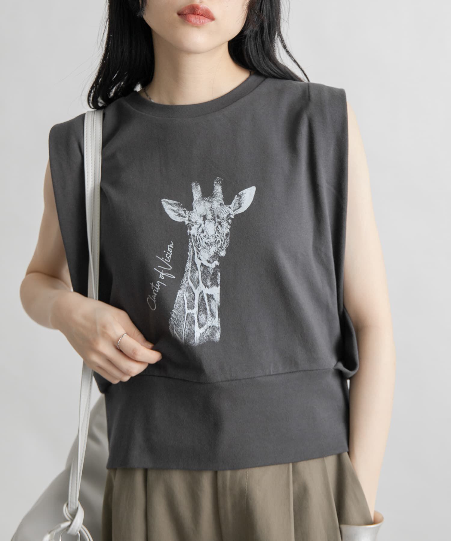  「ノースリーブプリントカットソー」|Tシャツ・カットソー|