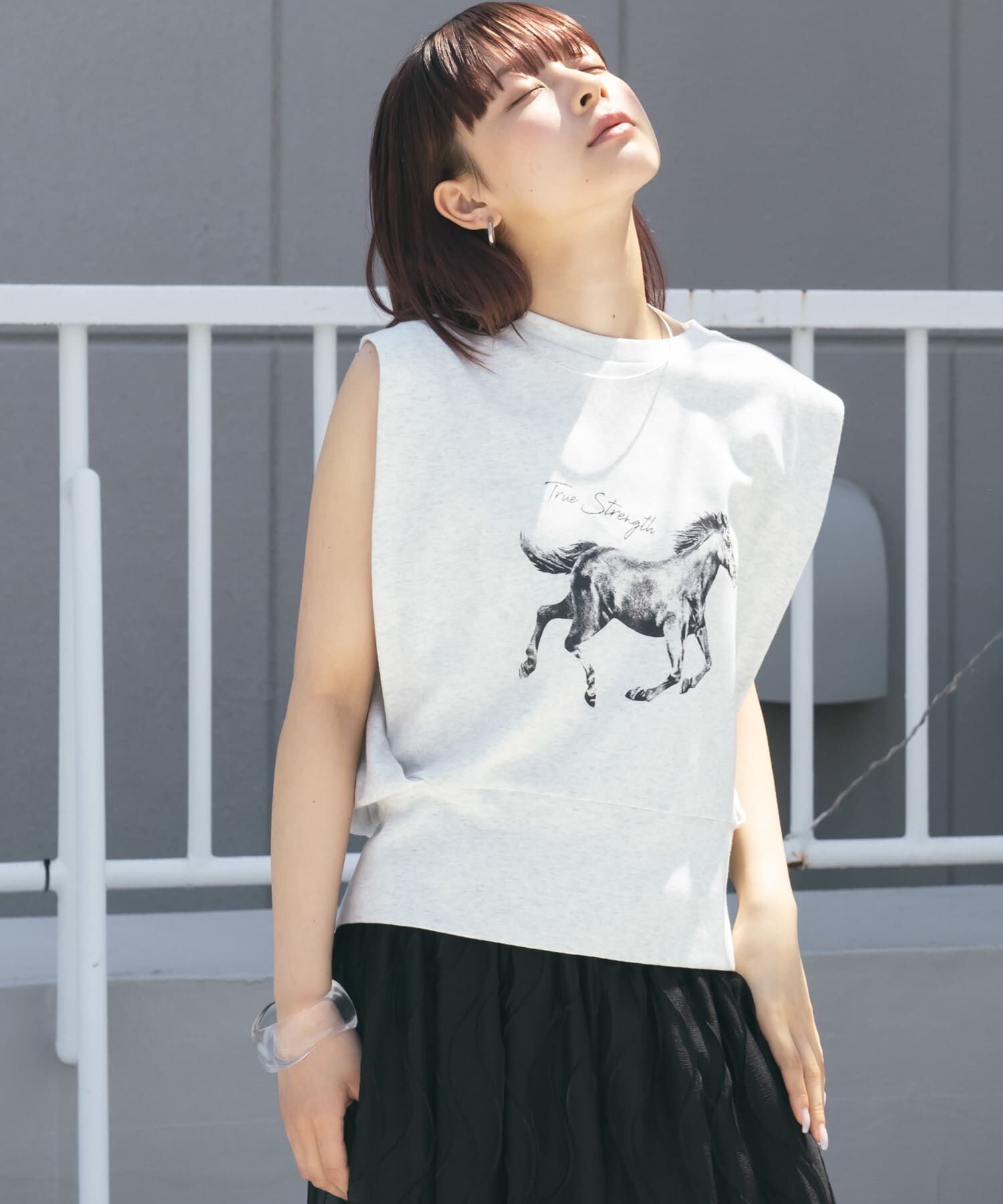  「ノースリーブプリントカットソー」|Tシャツ・カットソー|