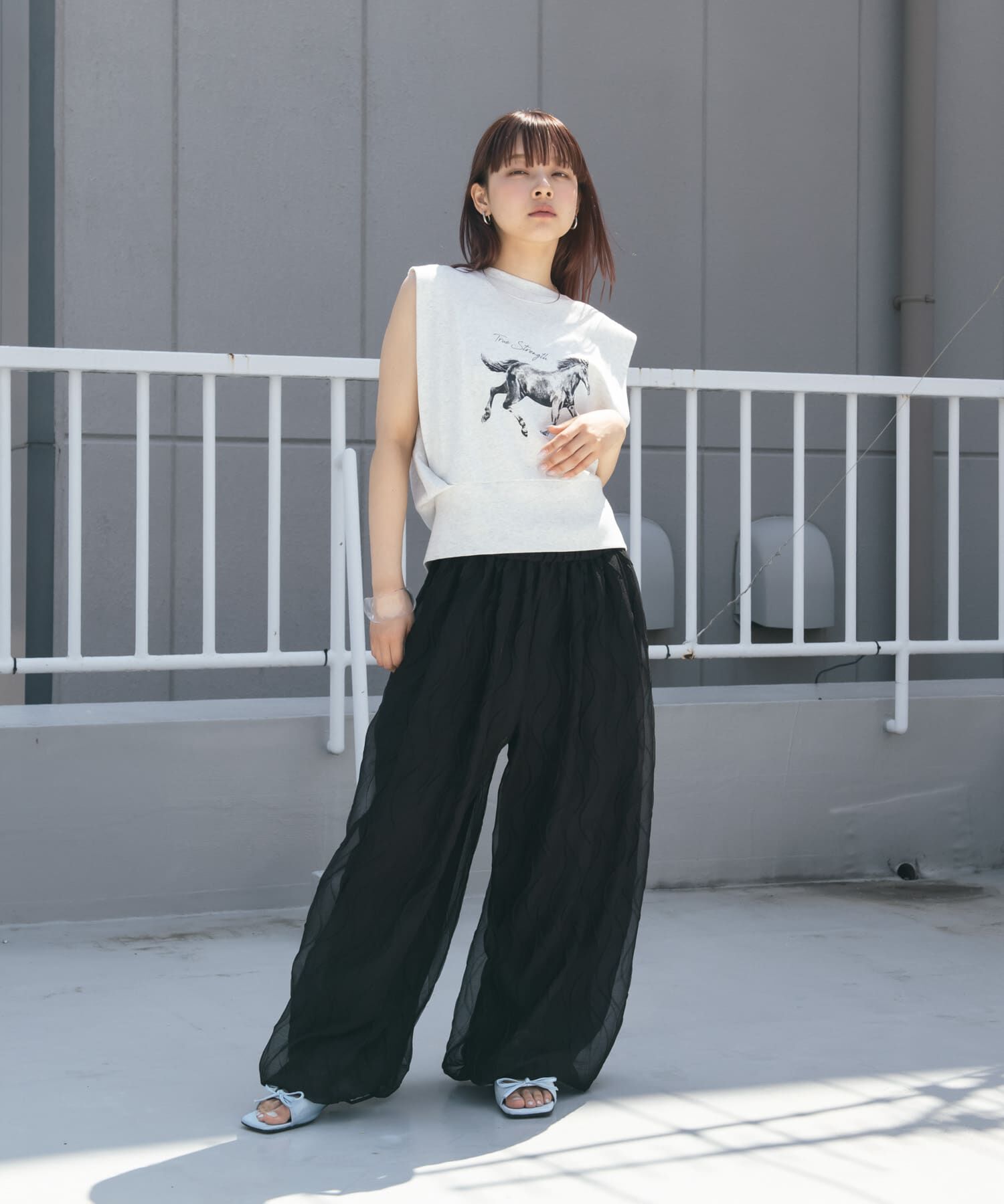  「ノースリーブプリントカットソー」|Tシャツ・カットソー|