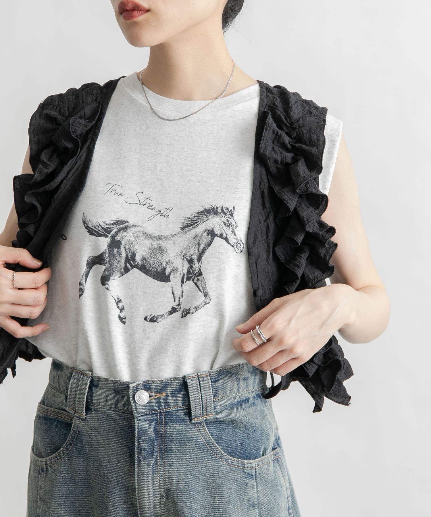  「ノースリーブプリントカットソー」|Tシャツ・カットソー|