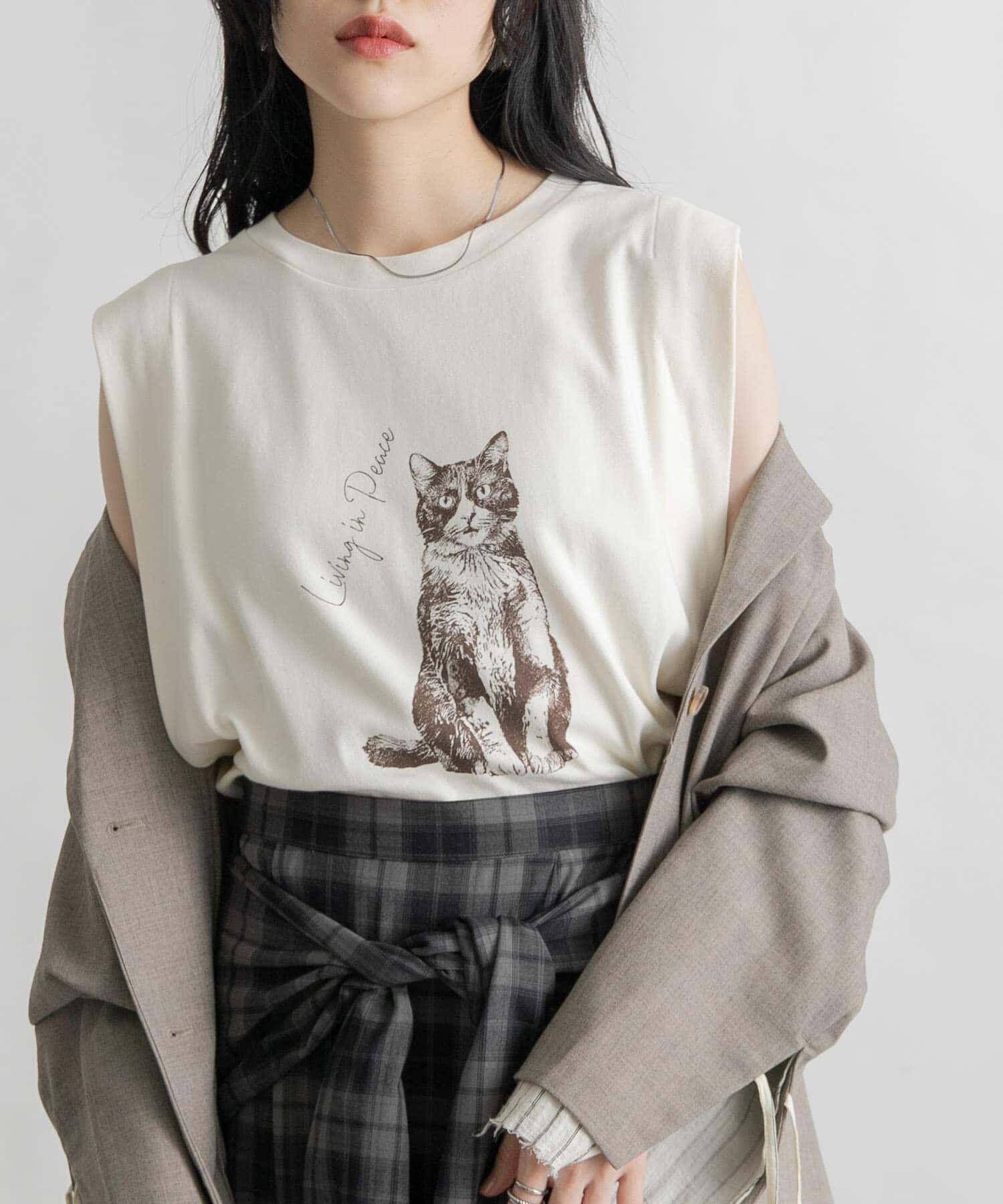  「ノースリーブプリントカットソー」|Tシャツ・カットソー|