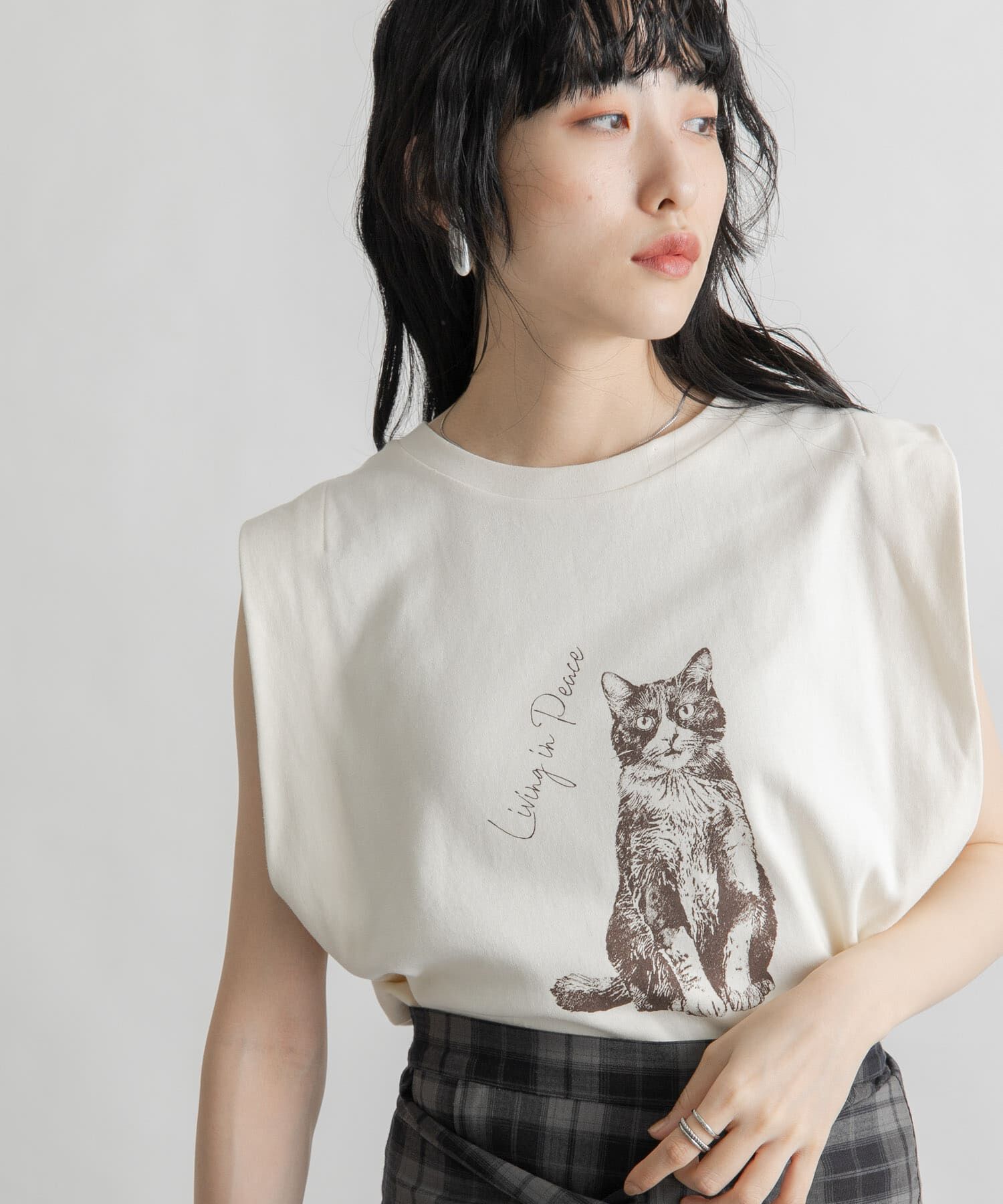  「ノースリーブプリントカットソー」|Tシャツ・カットソー|