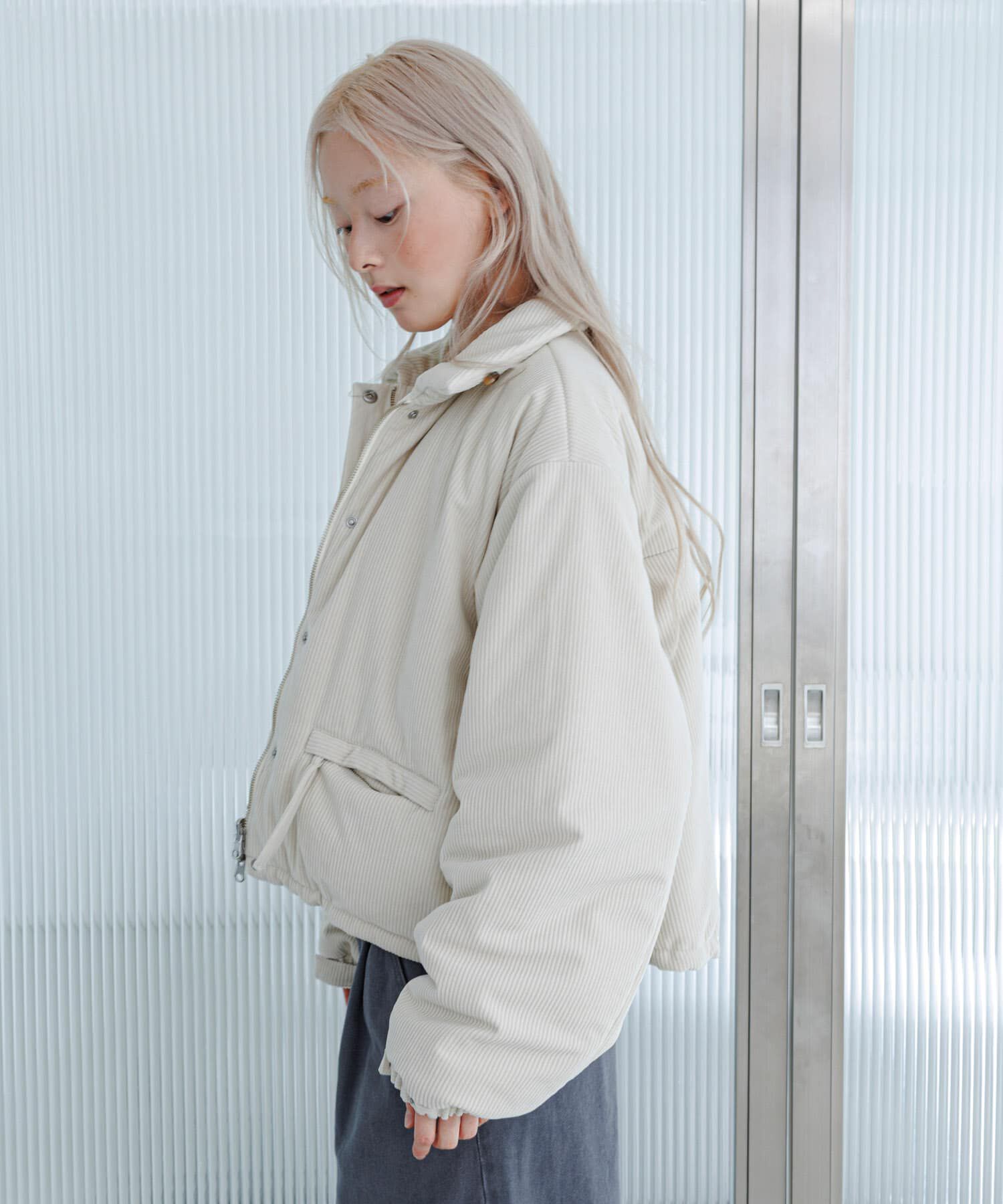  「リバーシブルパデッドジャケット」|ノーカラーコート|