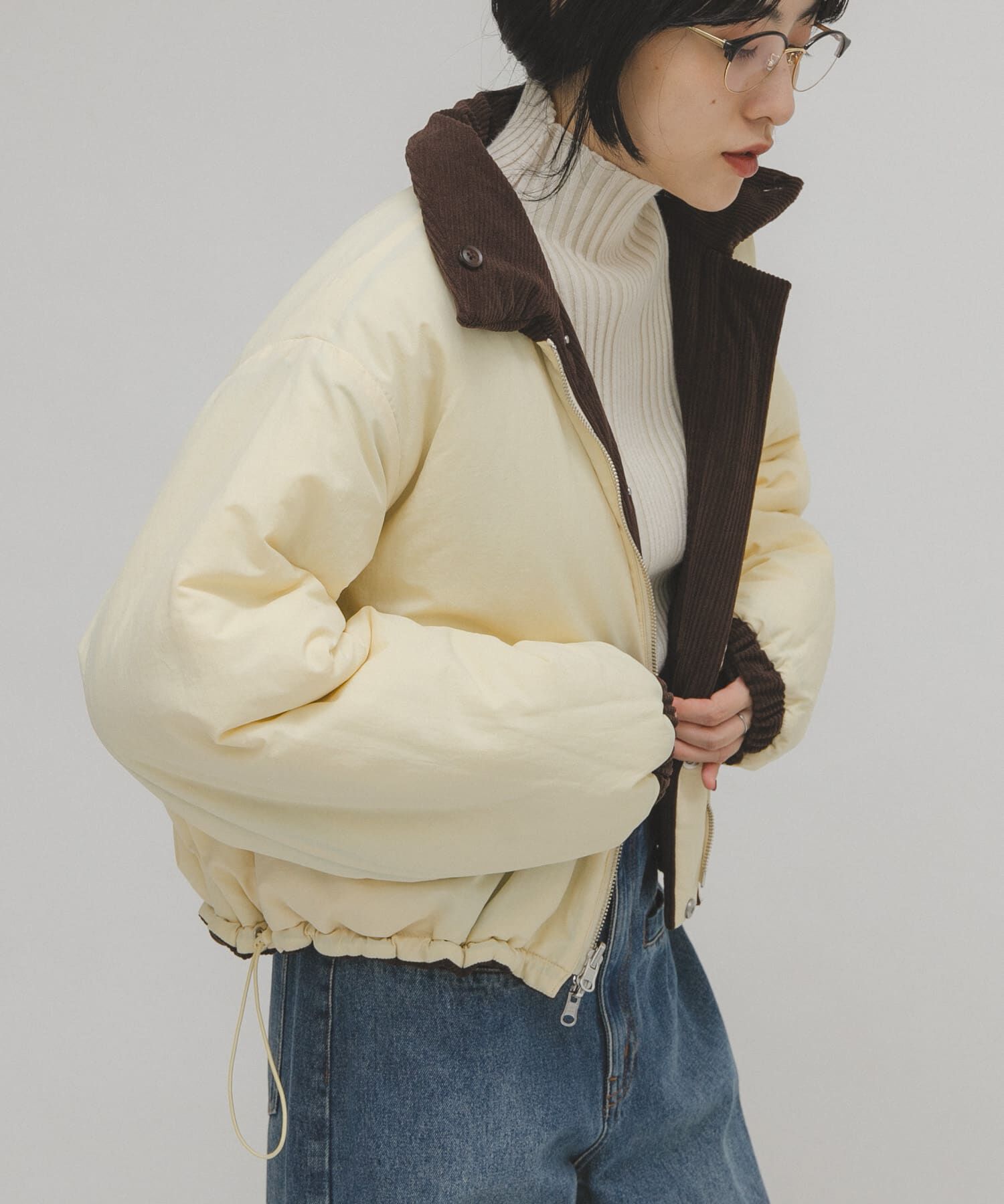  「リバーシブルパデッドジャケット」|ノーカラーコート|