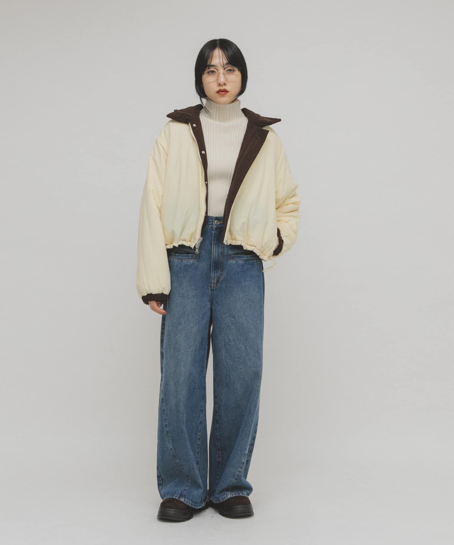  「リバーシブルパデッドジャケット」|ノーカラーコート|