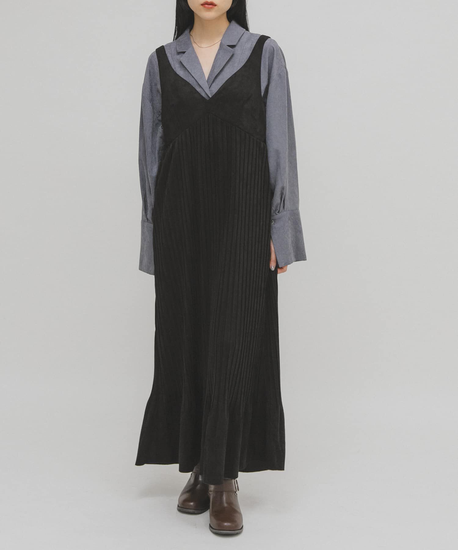  「ピーチスキンプリーツワンピース」|ワンピース|