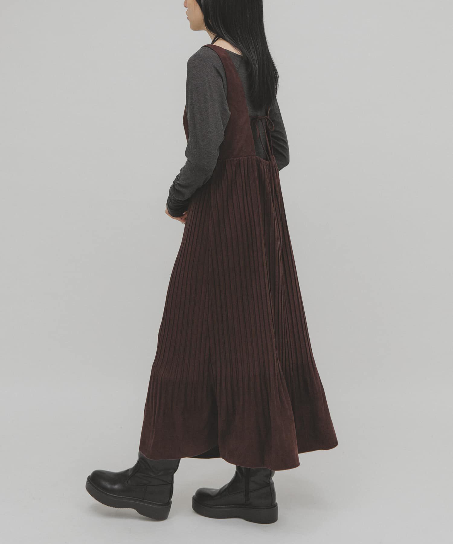  「ピーチスキンプリーツワンピース」|ワンピース|