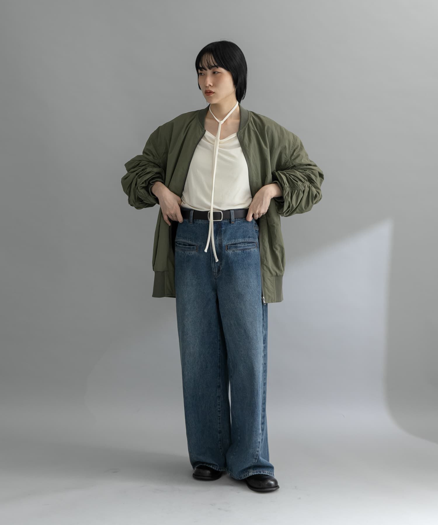  「『WEB/一部店舗限定』BACKシャーリングMA-1」|ノーカラーコート|