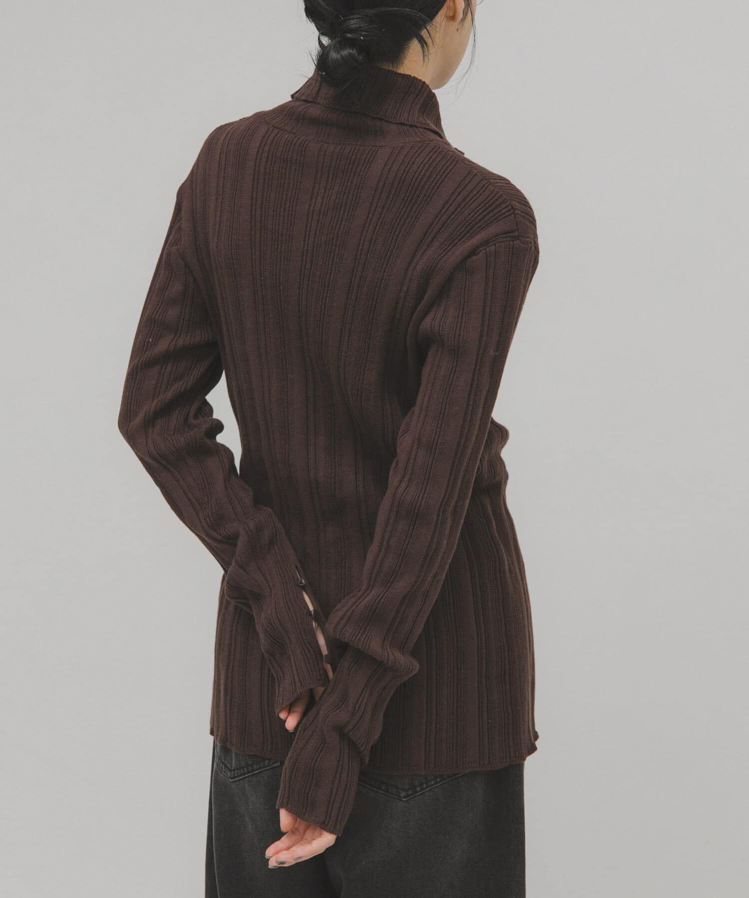  「ボタンアップランダムRIBニット」|ニット・セーター|