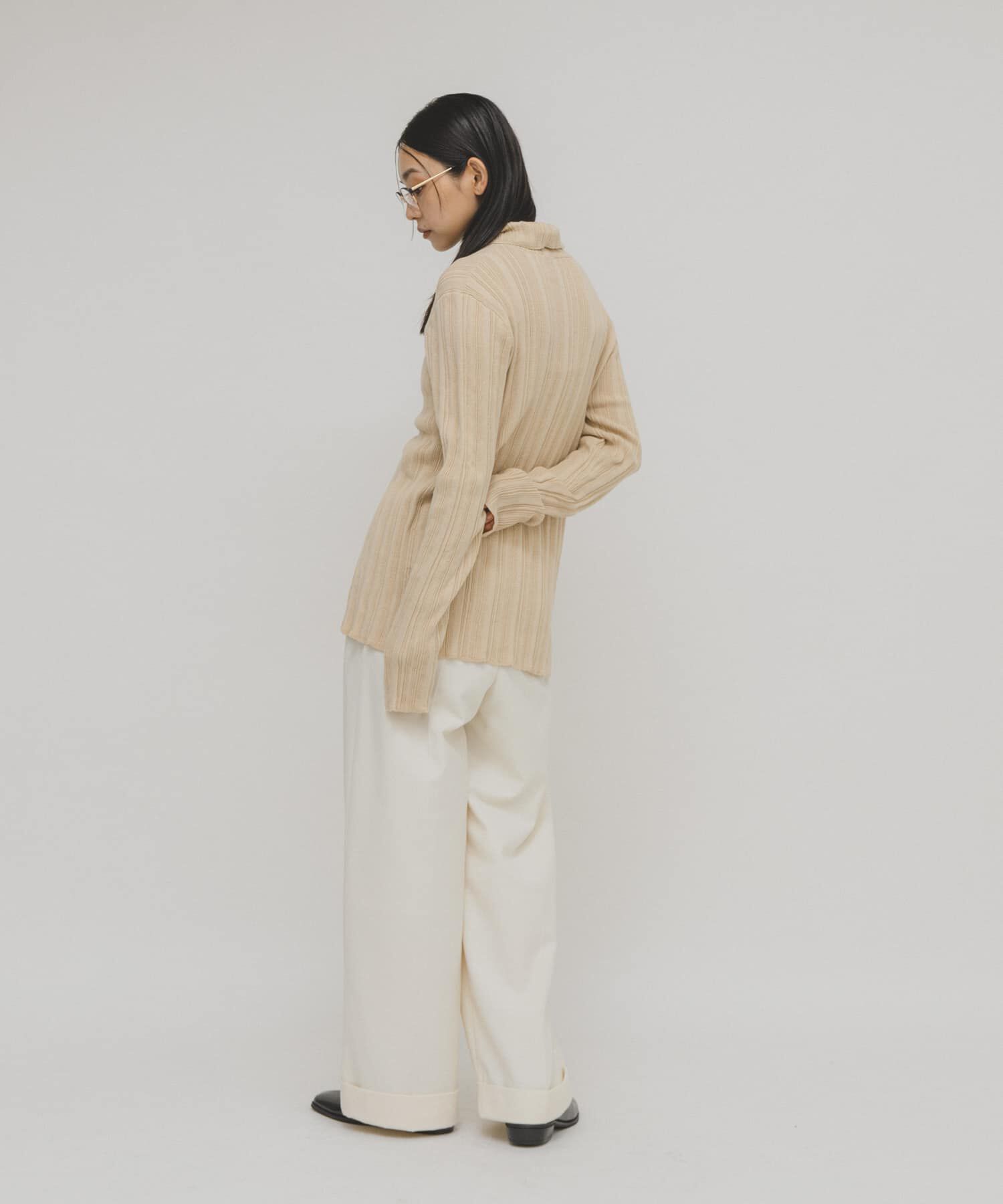  「ボタンアップランダムRIBニット」|ニット・セーター|