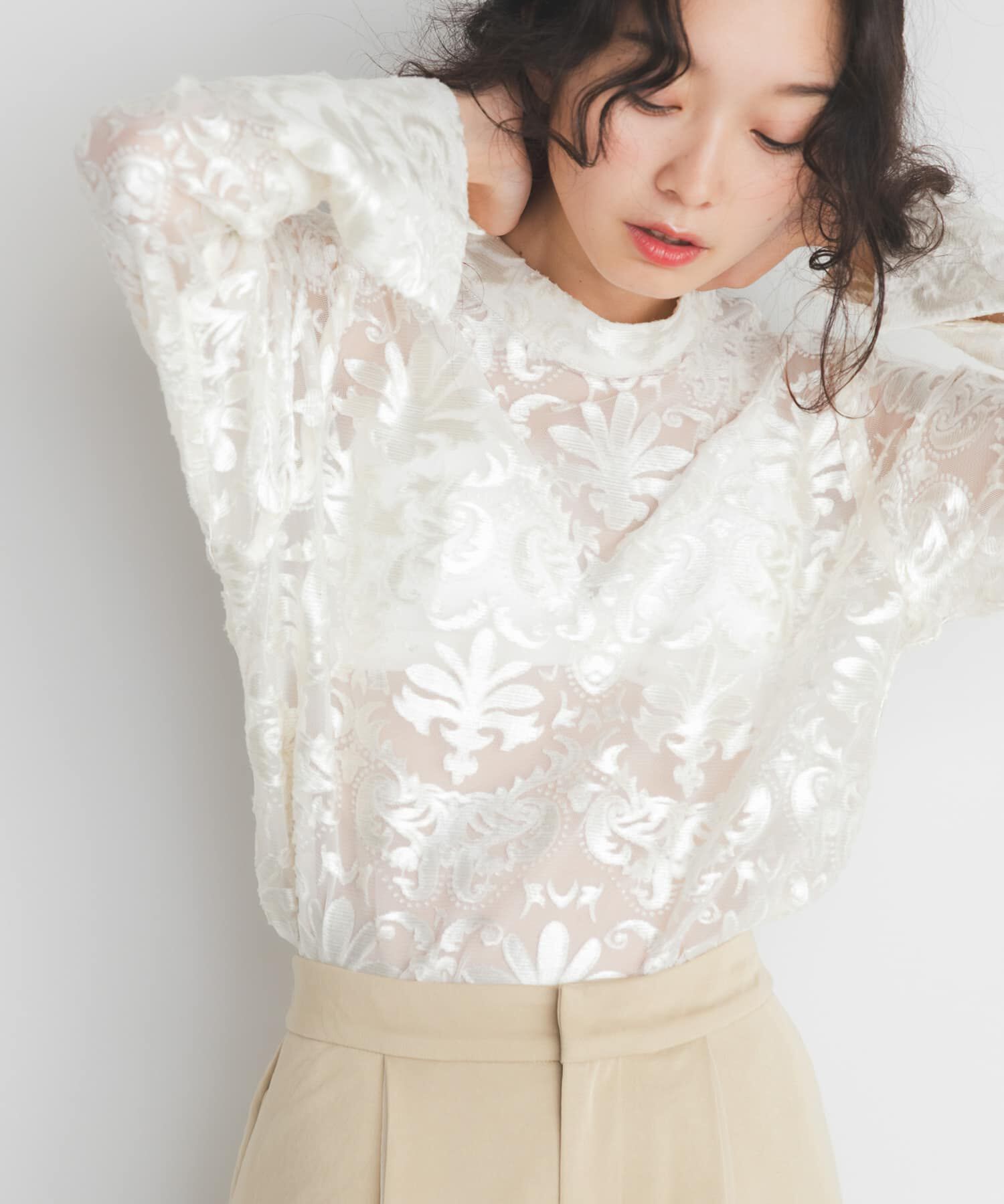  「チュールジャガードブラウス」|シャツ・ブラウス|