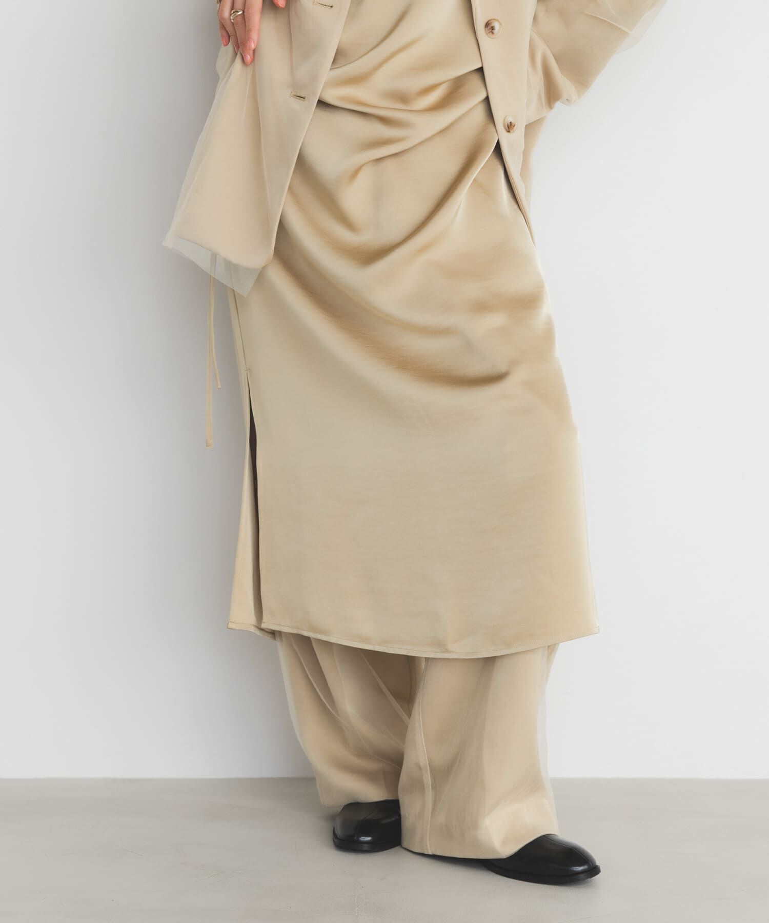  「ドロストサテンキャミワンピース」|ワンピース|