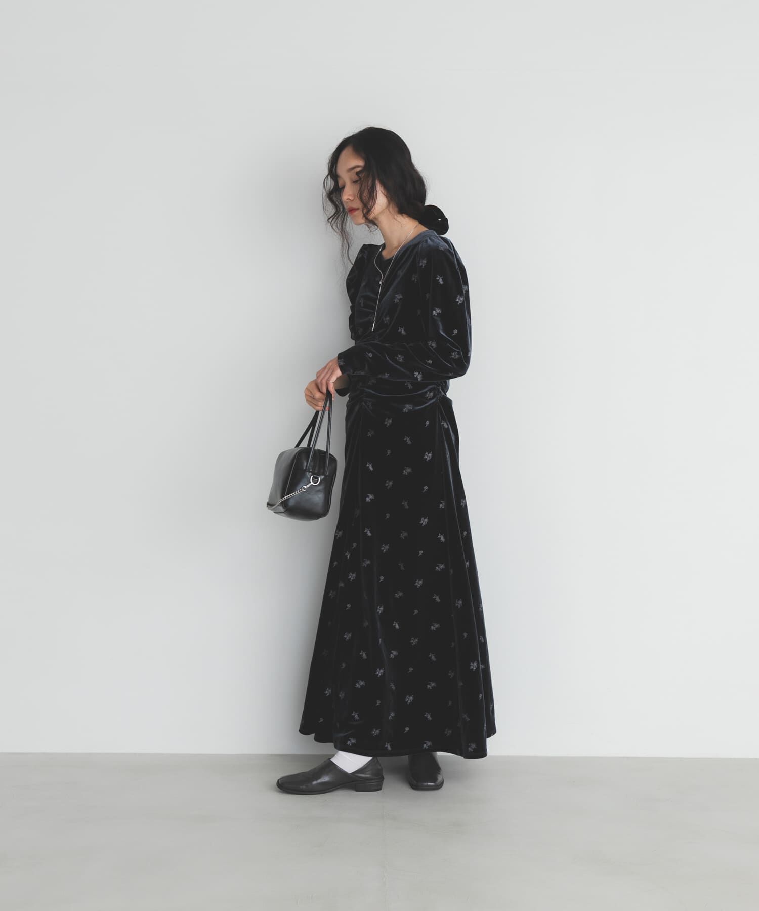  「ベロアシャーリングドレス」|ワンピース|