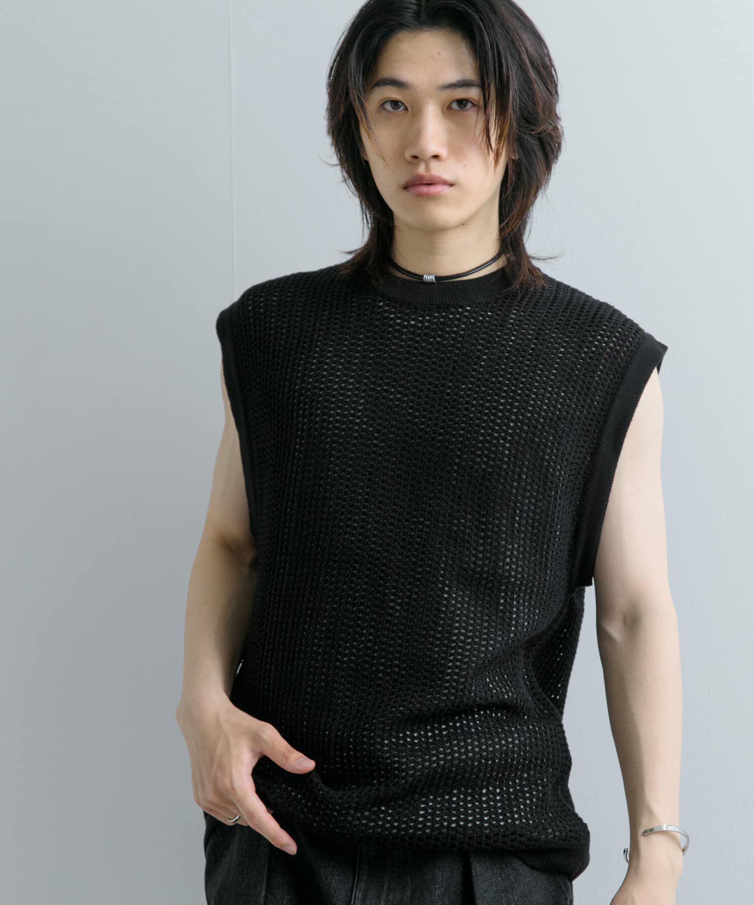 SENSE OF PLACE by URBAN RESEARCH「シアーメッシュニットベスト」|ベスト・ジレ|