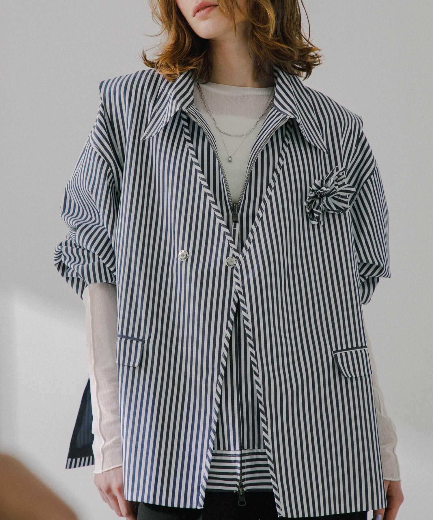 SENSE OF PLACE by URBAN RESEARCH「hxcyyd &times; SOP　ストライプフラワーコサージュシャツベスト(UNISEX)」|ベスト・ジレ|