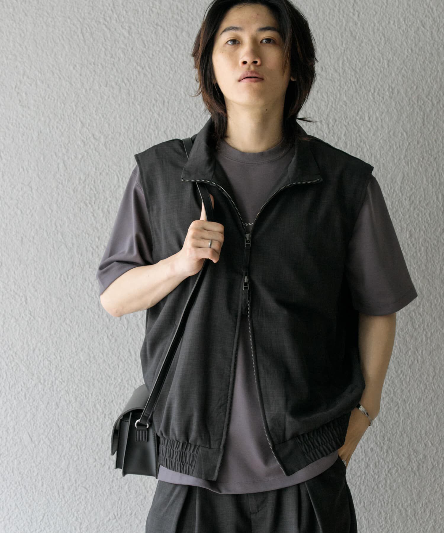 SENSE OF PLACE by URBAN RESEARCH「『ｲｰｼﾞｰｹｱ/ｾｯﾄｱｯﾌﾟ対応』ﾘﾈﾝﾗｲｸｽﾀﾝﾄﾞｶﾗｰW  」|ベスト・ジレ|