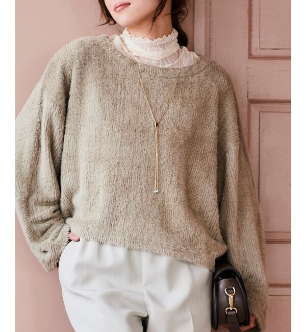 le.coeur blanc「《手洗い可能》シャギードルマンプルオーバー」|プルオーバー|ベージュ