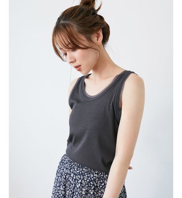  「《手洗い可能》ラメテレコタンクトップ」|タンクトップ|