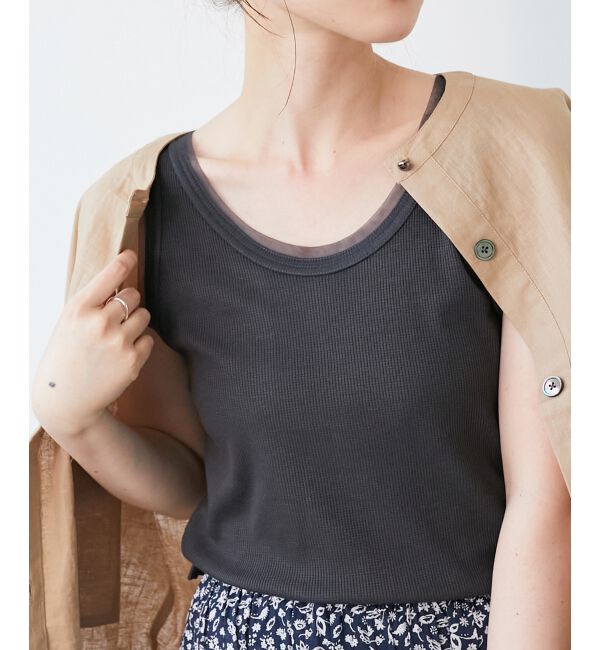  「《手洗い可能》ラメテレコタンクトップ」|タンクトップ|D／グレー