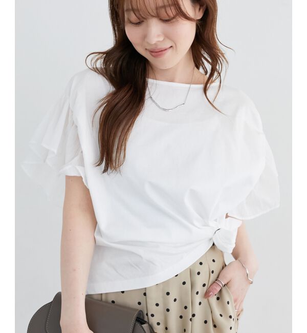  「コットンシルケットコンビカットプルオーバー」|プルオーバー|