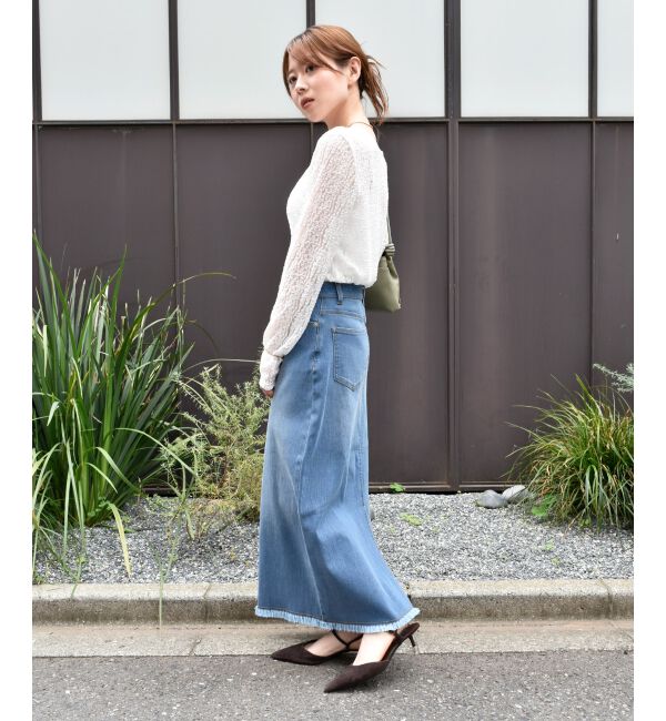  「ストレッチレースクルーネックカットソー」|Tシャツ・カットソー|