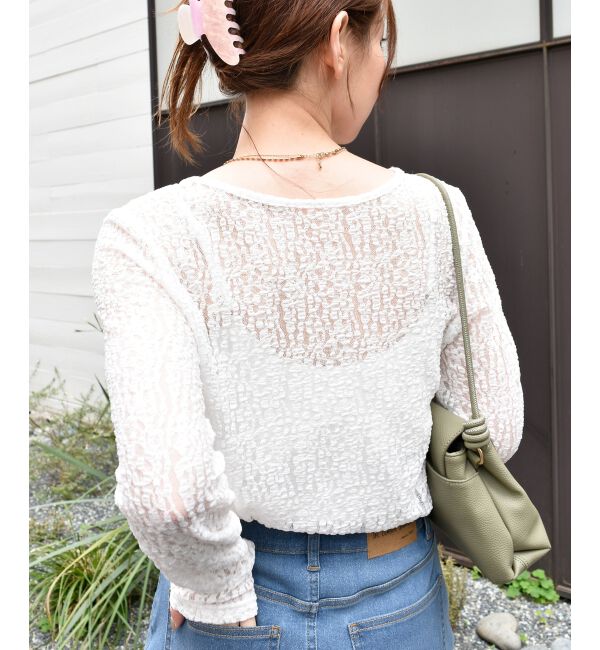  「ストレッチレースクルーネックカットソー」|Tシャツ・カットソー|