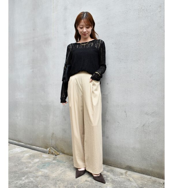  「ストレッチレースクルーネックカットソー」|Tシャツ・カットソー|